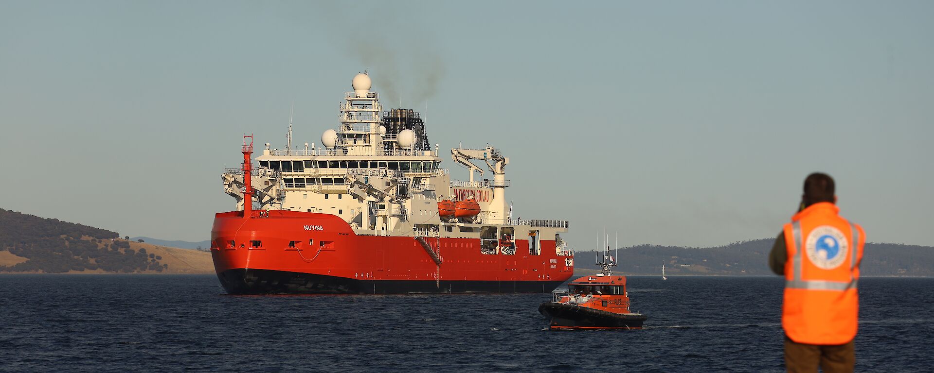 A large icebreaker on Hobart’s River Derwent