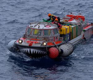 A LARC delivering cargo to Macquarie Island.