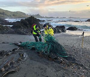 Longline fishing gear washed ashore at Bauer Bay.