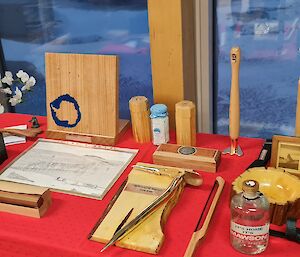 A range of hand-made gifts are displayed on a table