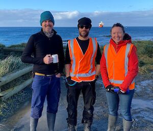 Macca BoM team Damien, Jadon & Rachel during V8 resupply.