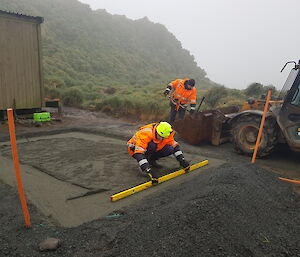 Levelling pad work - Plant Operations Macquarie Island 2023.