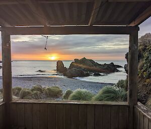 Green Gorge Hut from the deck - Macquarie Island 2023.