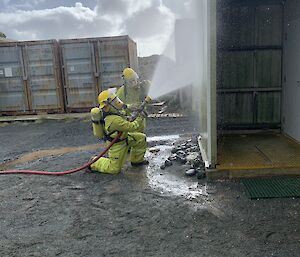 FTO pretending to be a firefighter - Matt Roberts, Macquarie Island 2023.