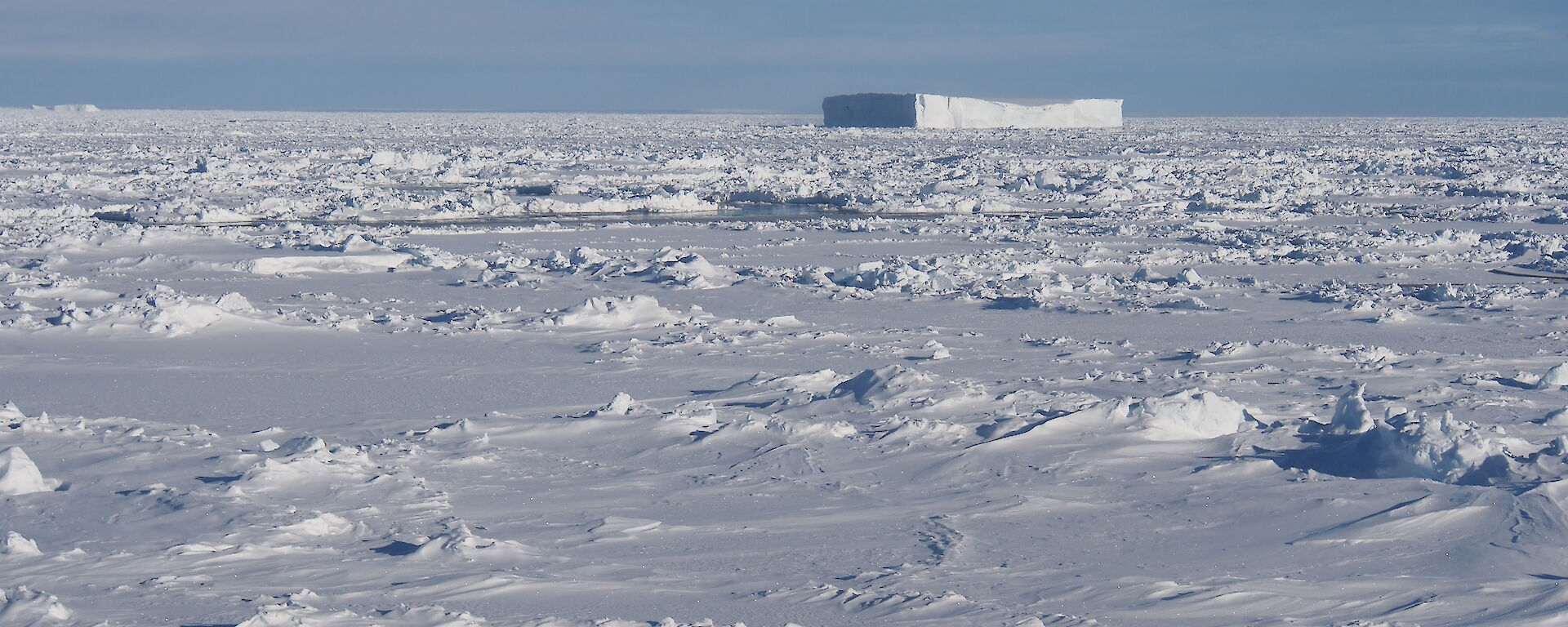 Antarctic sea ice with a tabular iceberg.