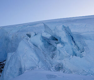 Ice formation with large chunks of ice crumpled together.