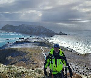 Dieso Mike departing station atop the Doctor's Track - Macquarie Island 2023.