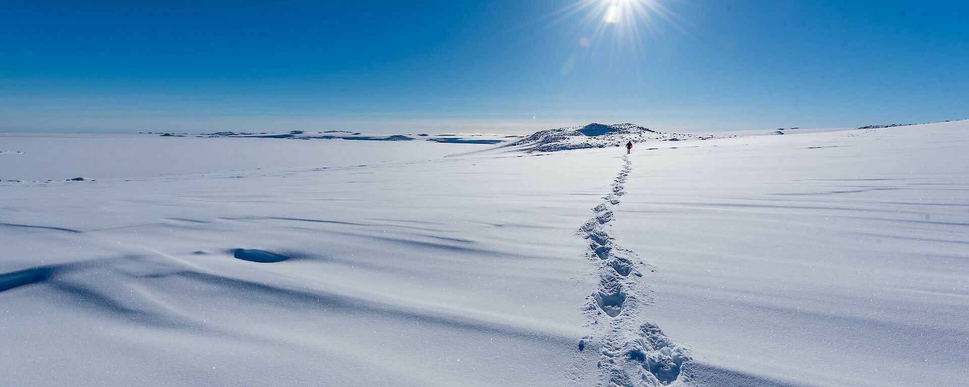 Ice landscape with bright sun