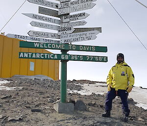 Standing at the Davis sign