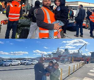 Saying goodbye to the family at the docks in Hobart