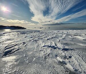 Windswept snow near the coast