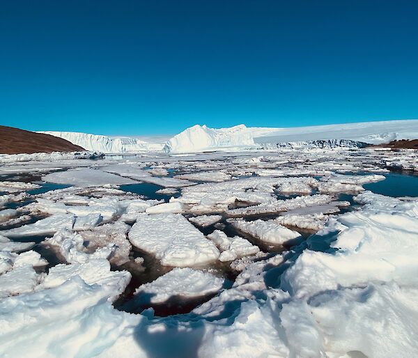 Sea Ice breaking out in the eastern bay at Mawson