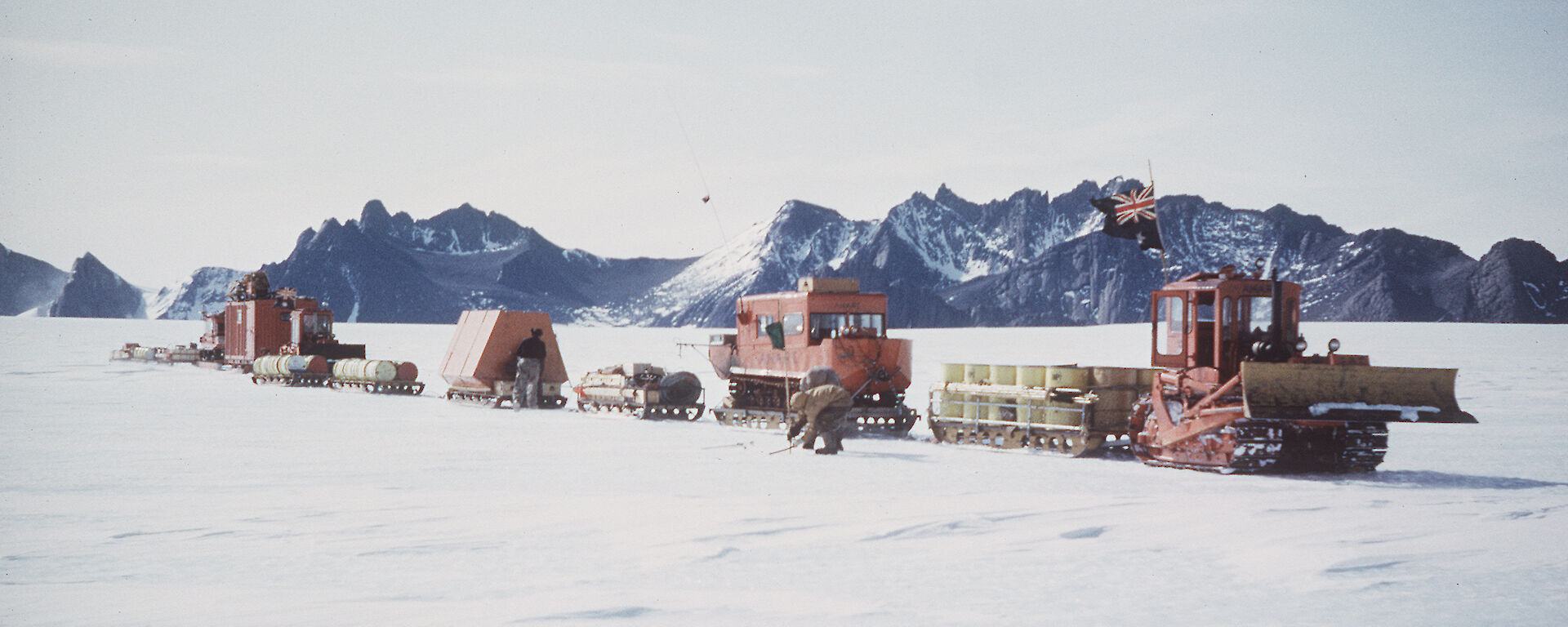 Tractor traverse of 4 vehicles on the ice