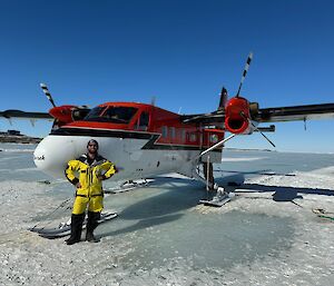 Jamie in front of the twin otter