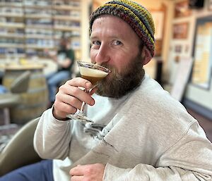 Jamie enjoying a Martini in the bar.