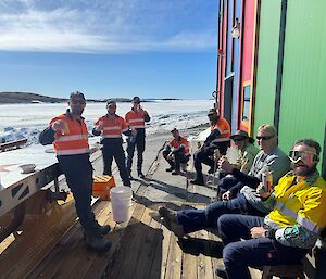 Trades enjoying the sunshine at Rosella