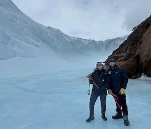 Jamie and Mal on a frozen lake