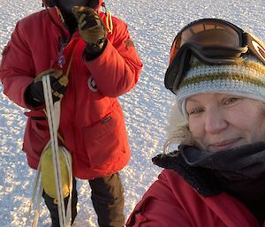 Two people walking on the Sea ice