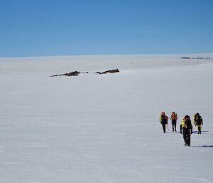 Walking single file on the ice