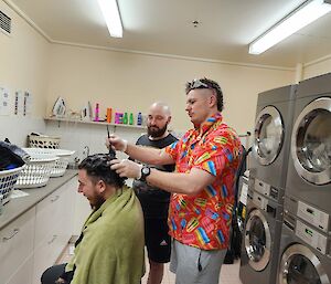 Some hair getting dyed for support of the mental health initiative