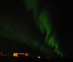 The aurora's changing pattern above the Aeronomy building at Mawson recently