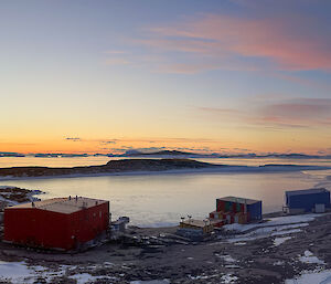 At sunset looking North from Mawson as the sea ice begins to grow
