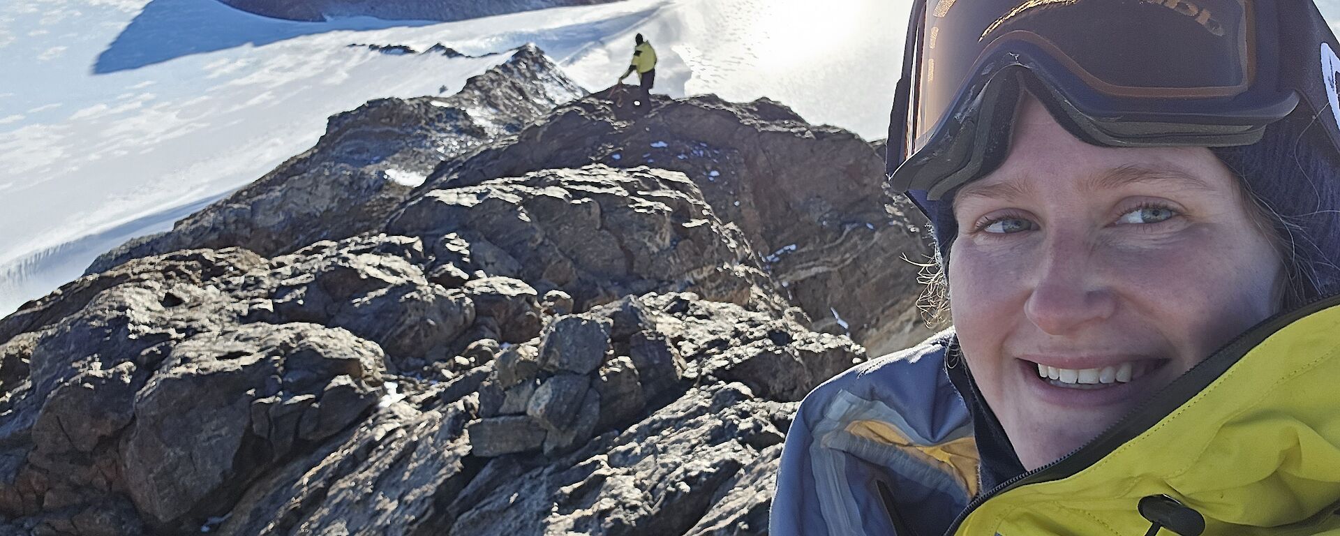 Sophie in the Framnes Mountains to the south of Mawson station.