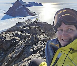 Sophie in the Framnes Mountains to the south of Mawson station.