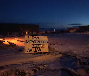 A Mother's Day sign at Davis station