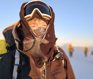 Braiden Richards on the sea ice in the winter sun this week near Mawson station, East Antarctica