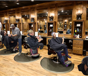 A 'doctored' picture of the Mawson barber shop which is located in the laundry at Mawson station