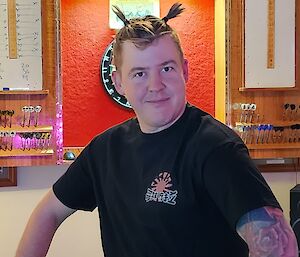 Braiden models two tiny pig tails