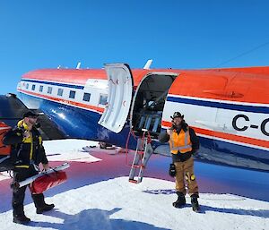 Mitch stands in front of a aircraft pre-departure into bunger hills field camp