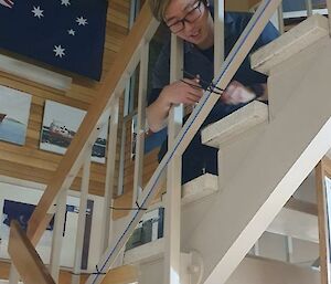 One of our Comms technical officers, Andy, securing wiring