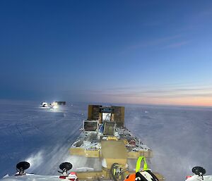 a view of the convoy that leaves Wilkins and heads down the hill for Casey