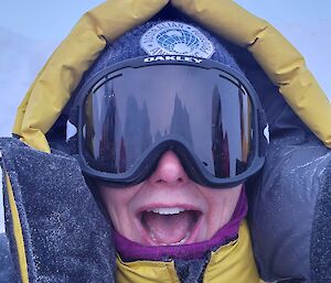 a self captured images of san during blizzard conditions