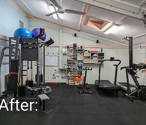 After photo of station gymnasium, showing less cluttered cardio section