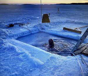 Chilly mid-winter dip in the semi-light of Midwinter