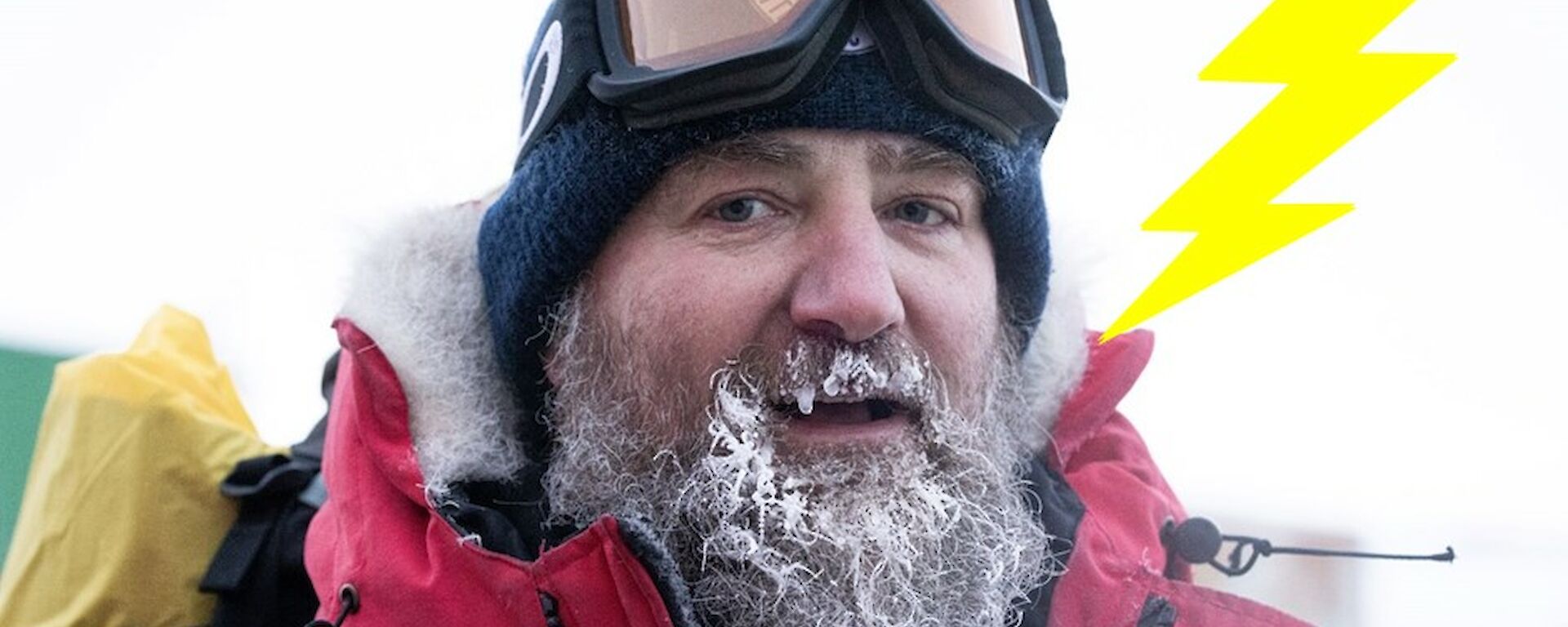 A portrait of a Mawson expeditioner with ice on his beard