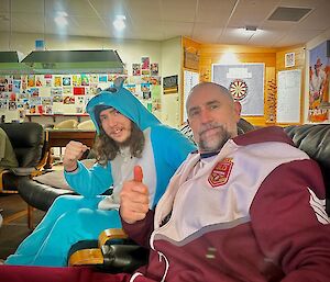 dave station leader and ben where their teams colors in support of the state of origin rugby league series
