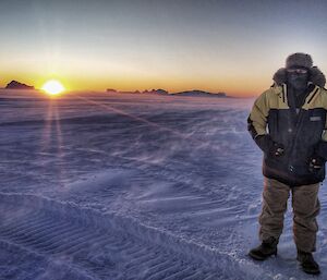 James Terret during sea ice measurements at Sunset