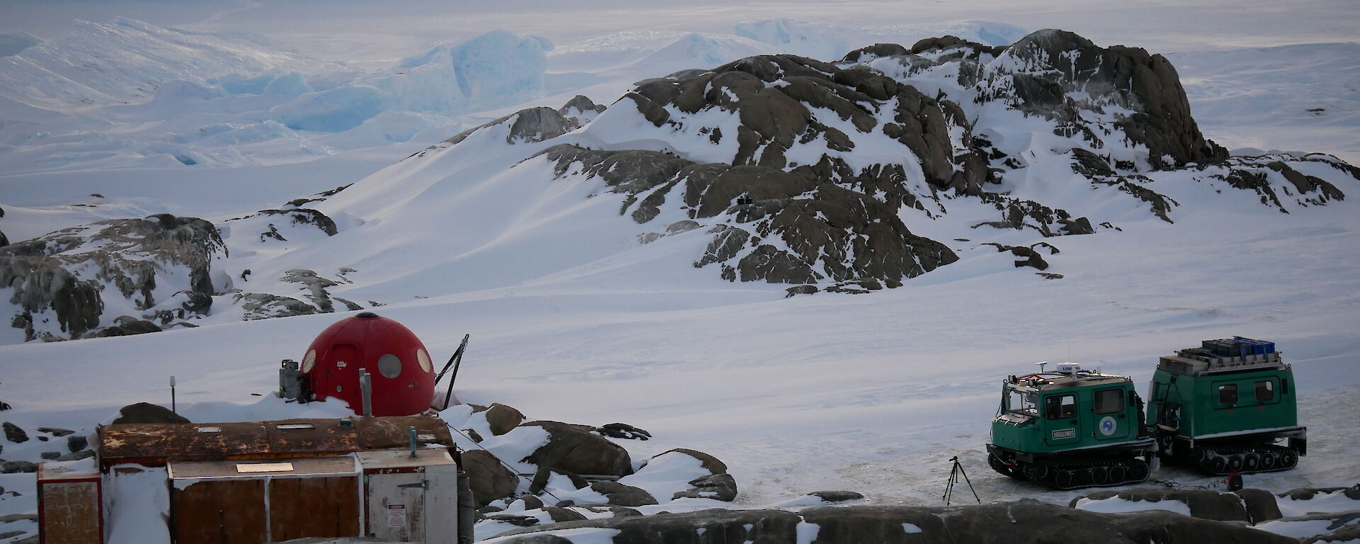 A wooden hut and apple refuge on the Macey Islands close to the Auster emperor penguin colony to the east of Mawson