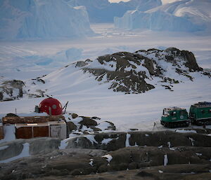 A wooden hut and apple refuge on the Macey Islands close to the Auster emperor penguin colony to the east of Mawson