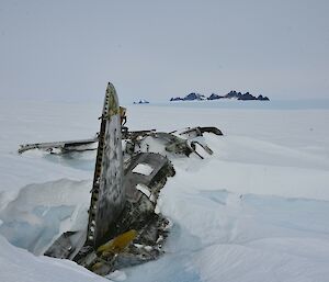 The Russian aircraft wreck with the David Range in the background