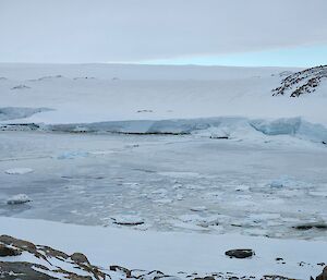 a view to the east of Newcomb bay ice cliffs
