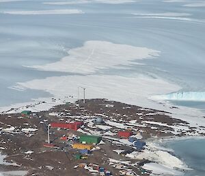 A view of the station from the Chinese Basler just before landing at Mawson
