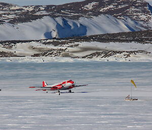 The Chinese Basler, Snow Eagle/Xue Ying (C-FGCX) on the sea ice at Davis Station