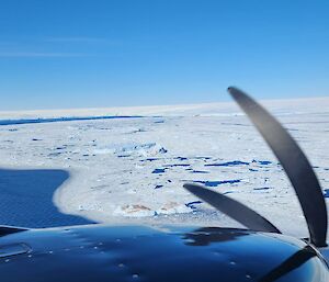 Sea ice out the window of the Basler
