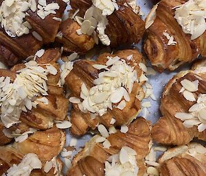 A tray of almond croissants