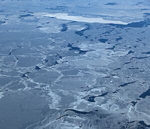 The pack ice form the window of a Twin Otter plane